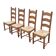 Vintage Set of 4 dining chairs oak and wicker 70's design high back
