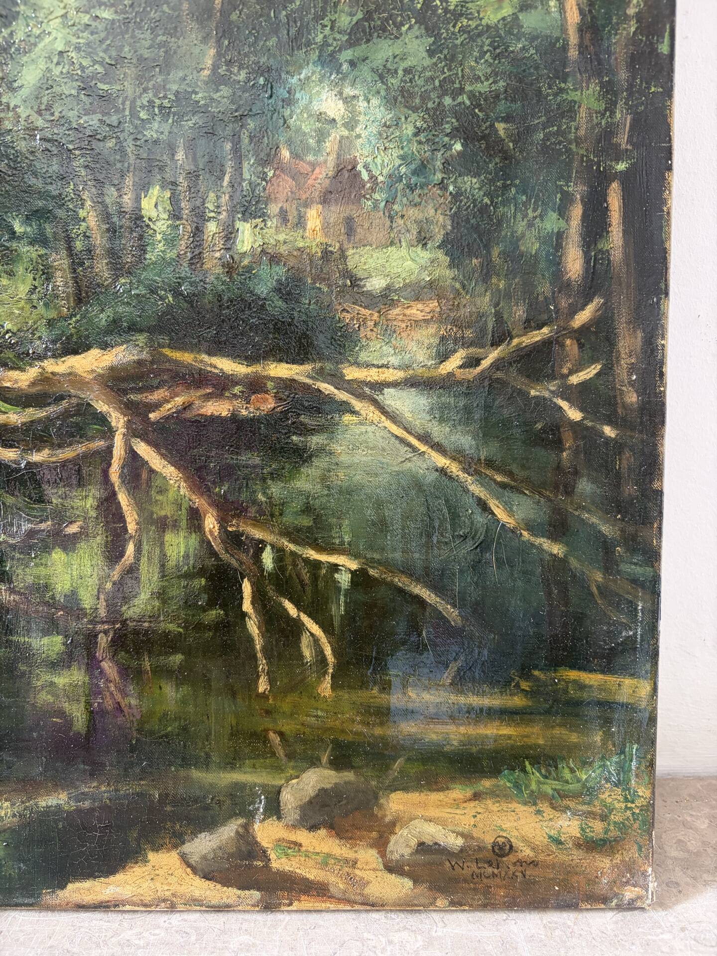 "Study for the fallen tree" oil on canvas signed 1925