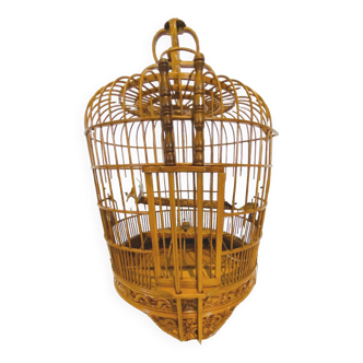 Cage a oiseaux ronde en bois sculpté XX siècle
