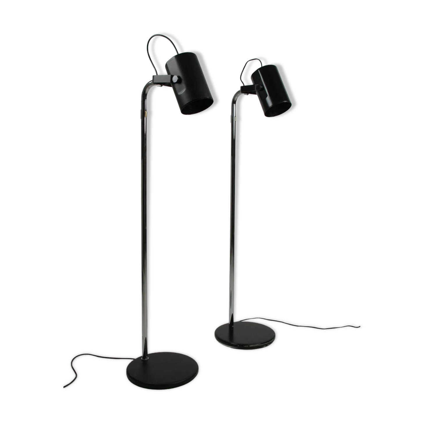 Pair of Black and Chrome “Orion” Floor Lamps by Per Sundstedt for Ateljé Lyktan, Sweden, 1960s