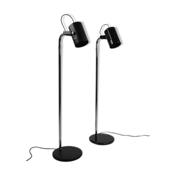 Paire de lampes de sol noires et chrome "Orion" par Per Sundstedt pour Ateljé Lyktan, Suède, années 1960.
