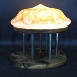 Contemporary Unique Wooden Table Lamp with Glass Shade