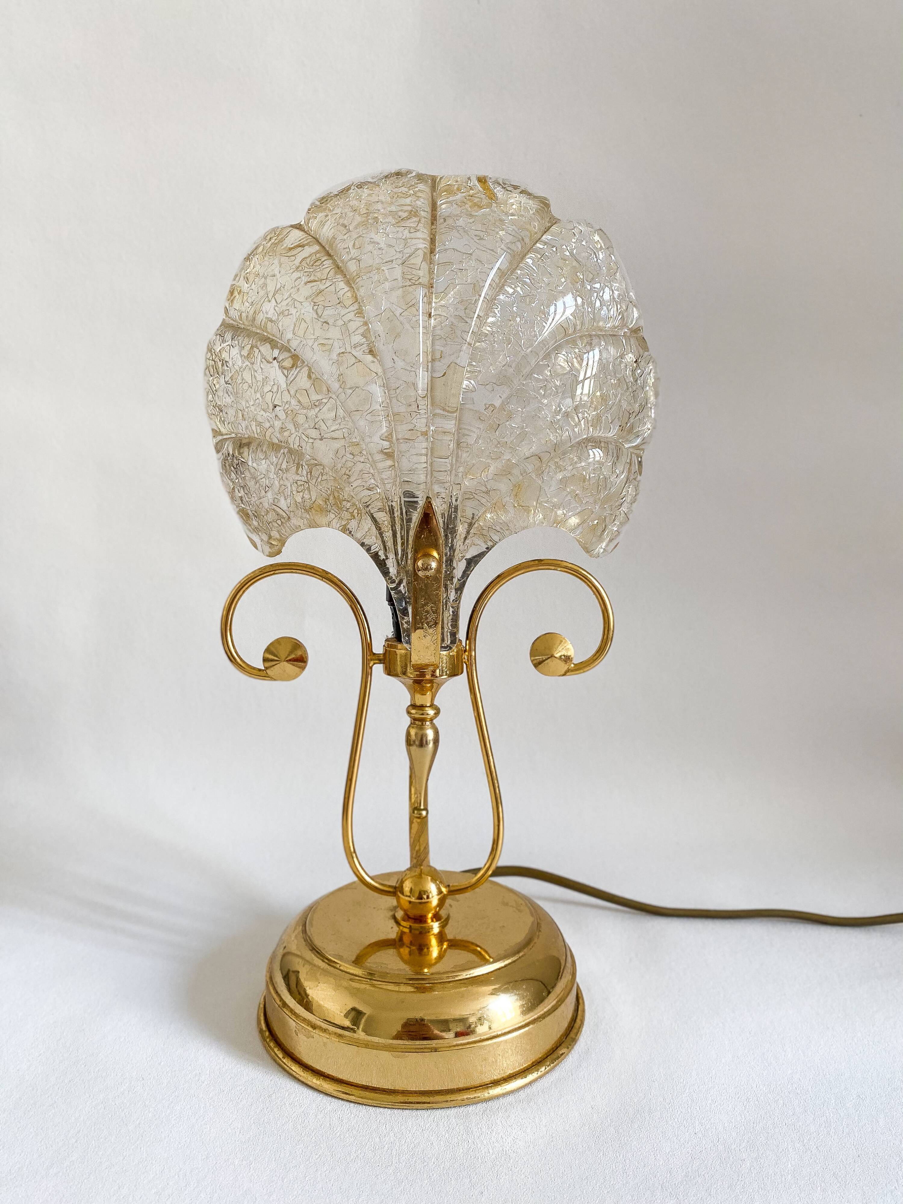 Glass bedside lamp with petal pattern, 50s