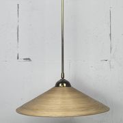Telescopic brass and pencil reed rattan bamboo hanging pendant lamp, Italy 1970s