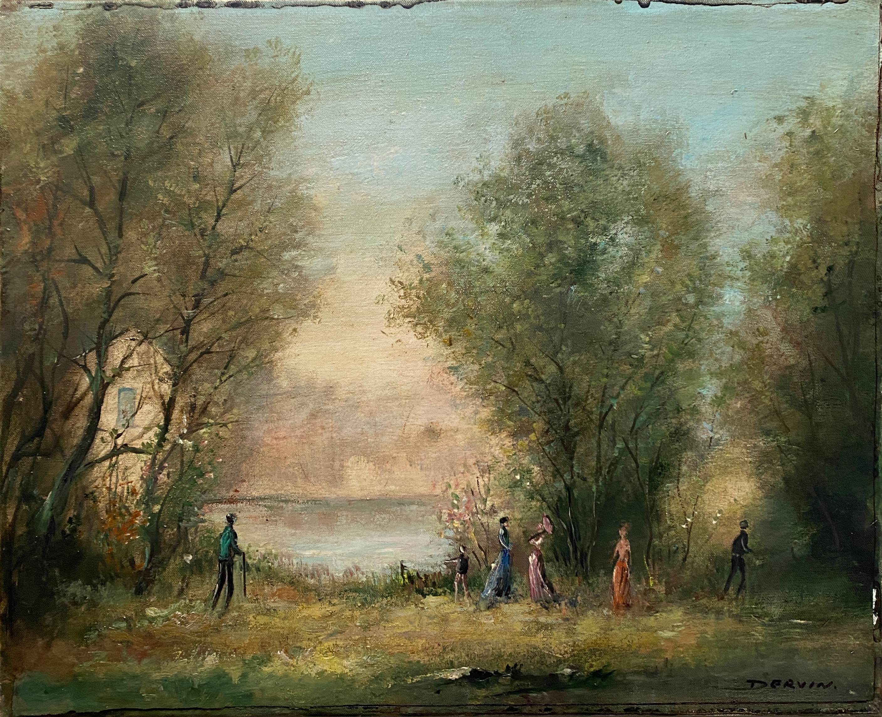 HST painting "The family walk" signed Dervin