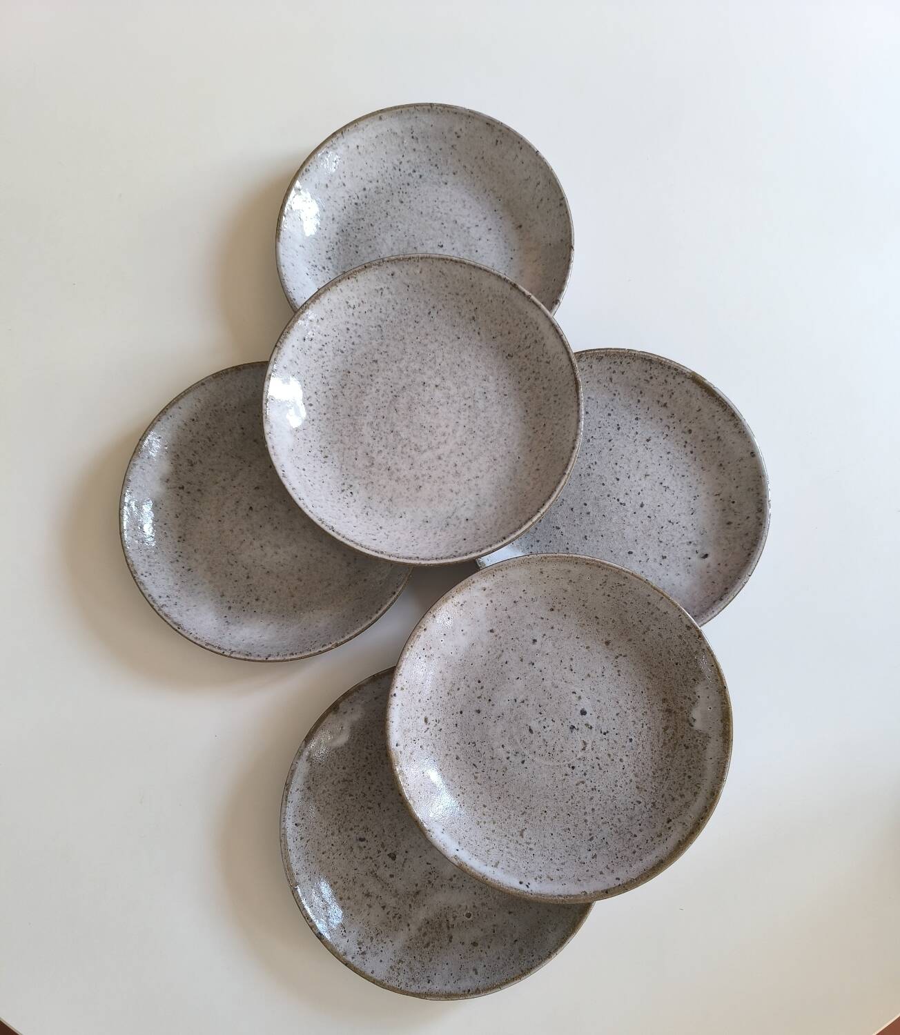 Set of six glazed stoneware plates