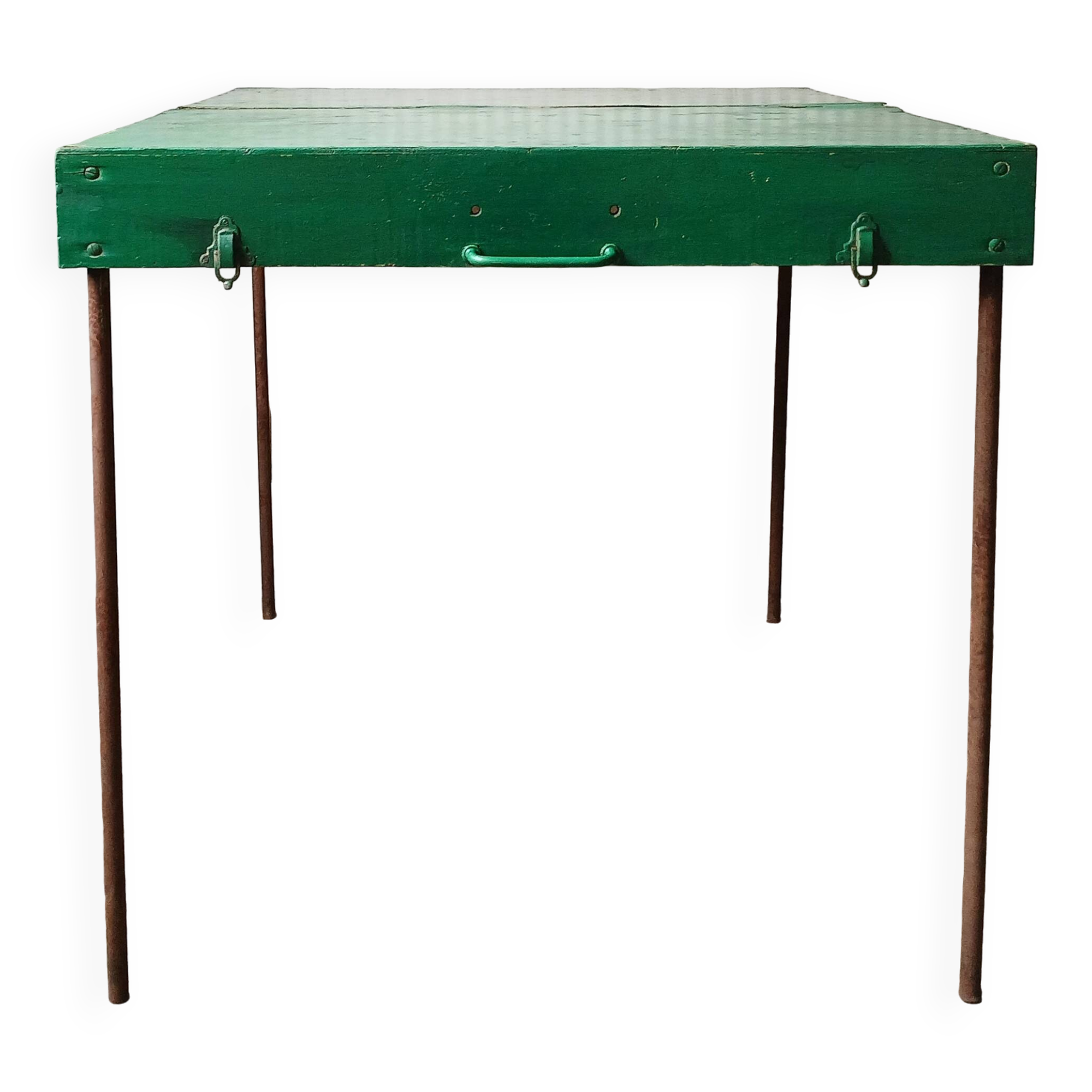 Green folding wooden table/suitcase