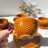 4 Vintage Caramel Earthenware Coffee Cups