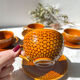 4 Vintage Caramel Earthenware Coffee Cups