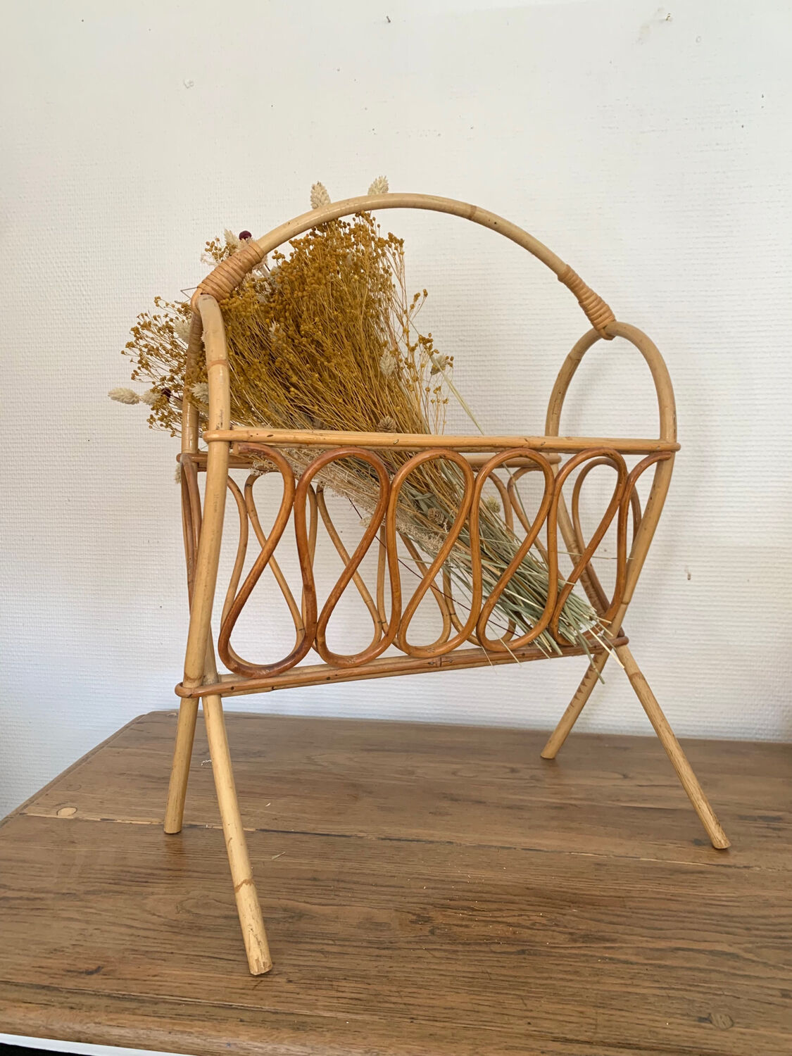 Rattan magazine rack