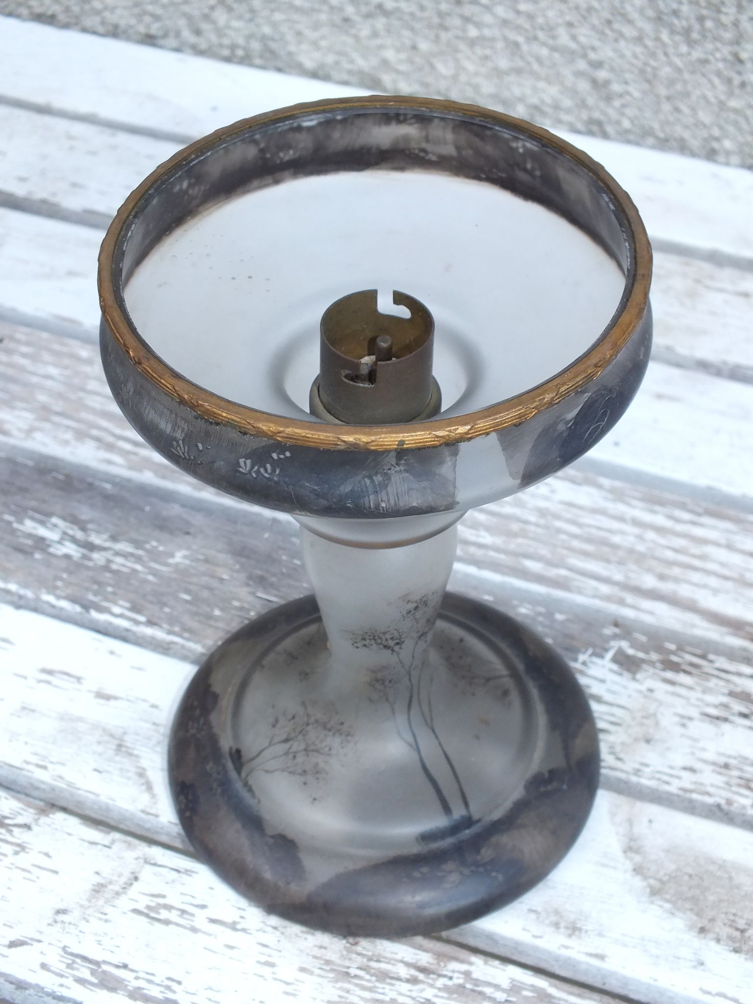 Pied de lampe Art déco années 20/30 en verre peint