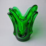 Vase seguso en verre de murano vert, italie, 1960