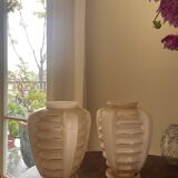 2 light pink opaline vases, art deco style
