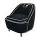 Retro vintage 80's armchair in black velvet with white trim