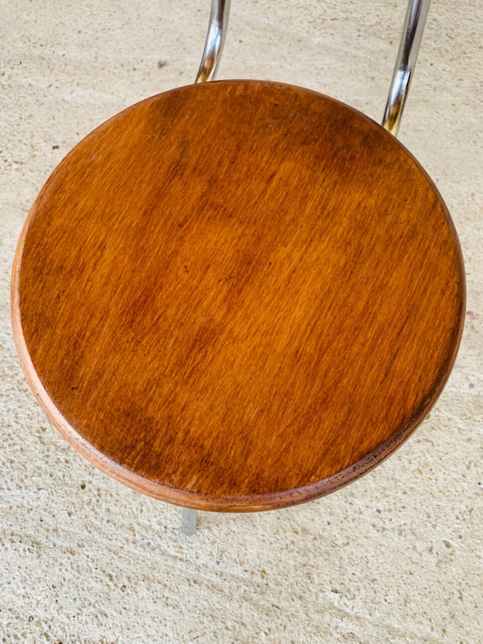 Vintage industrial metal and wood stool with adjustable swivel seat, 1960's