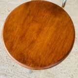 Vintage industrial metal and wood stool with adjustable swivel seat, 1960's