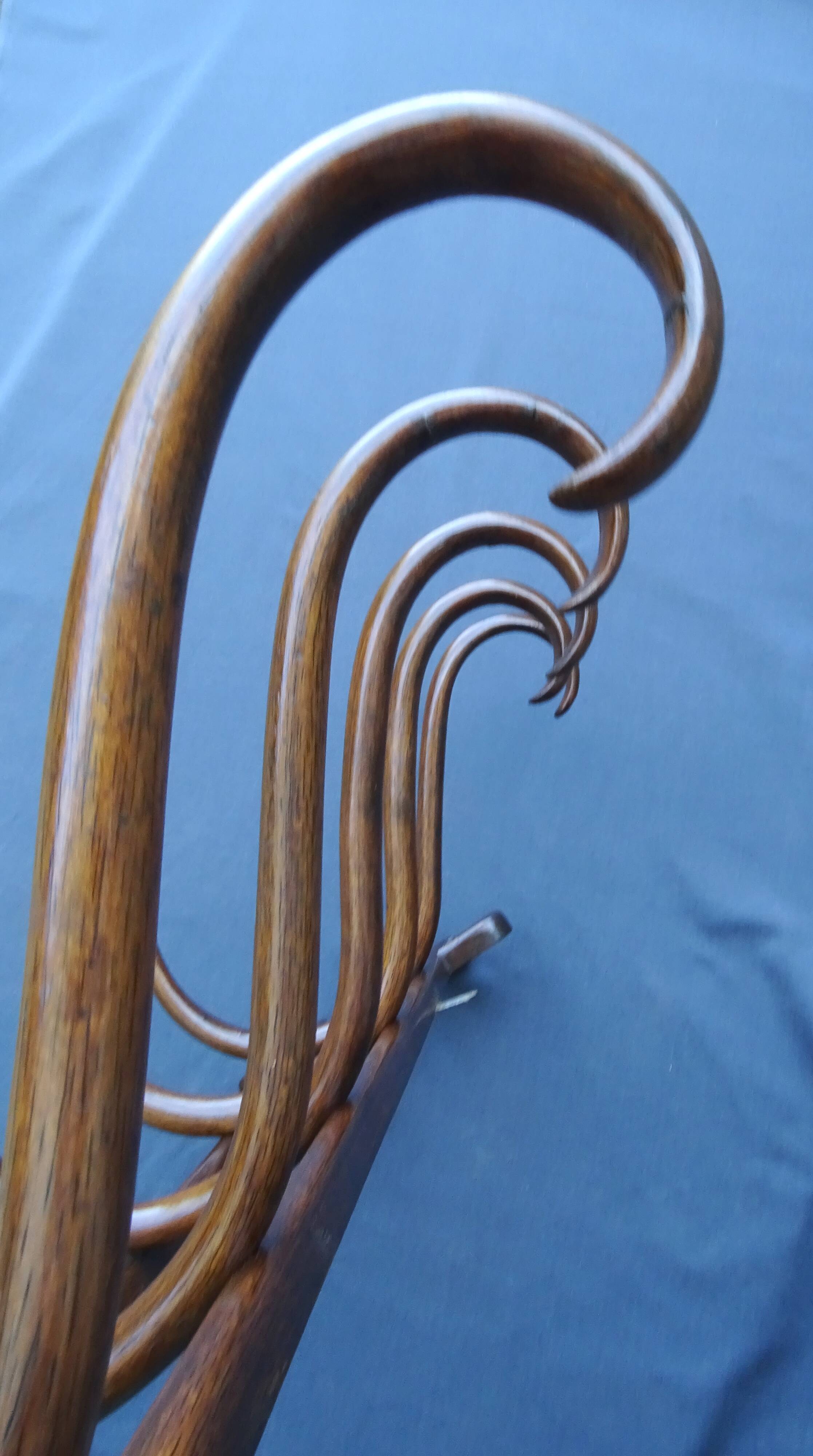 Wall-mounted coat rack by Thonet, 1890, 5 hooks, "Oak" style