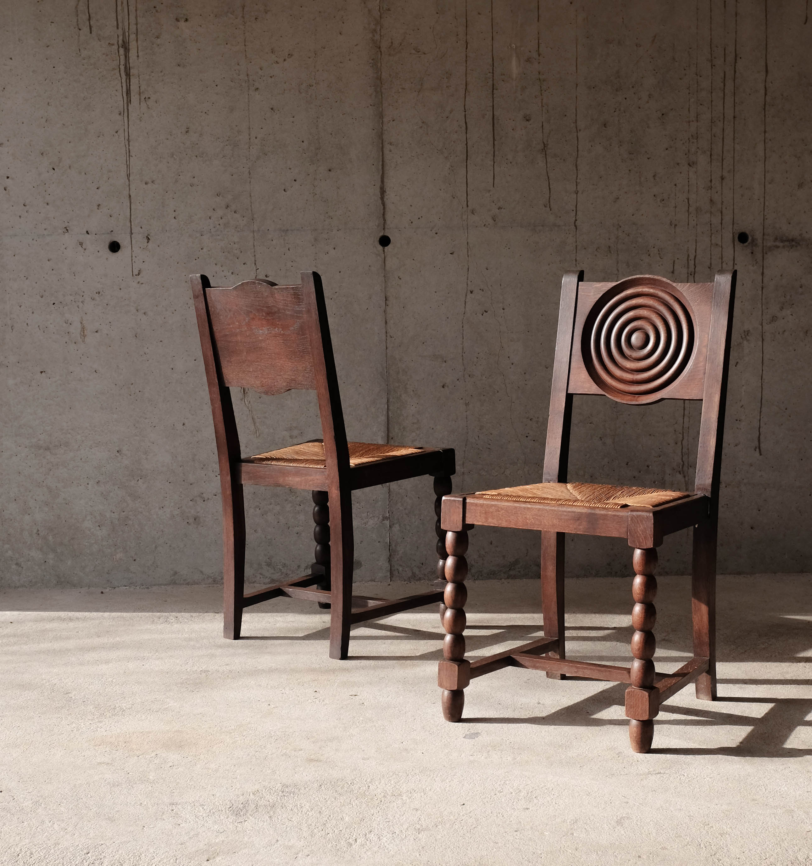 Set of 6 neo-Basque mulched chairs in the taste of Victor Courtray