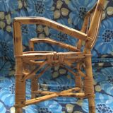 Vintage wicker and rattan children's armchair