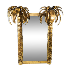 Miroir palmier en métal doré