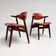 Red colored leather cowhorn chair, 1970s