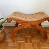 Colonial footstool, foot caned teak