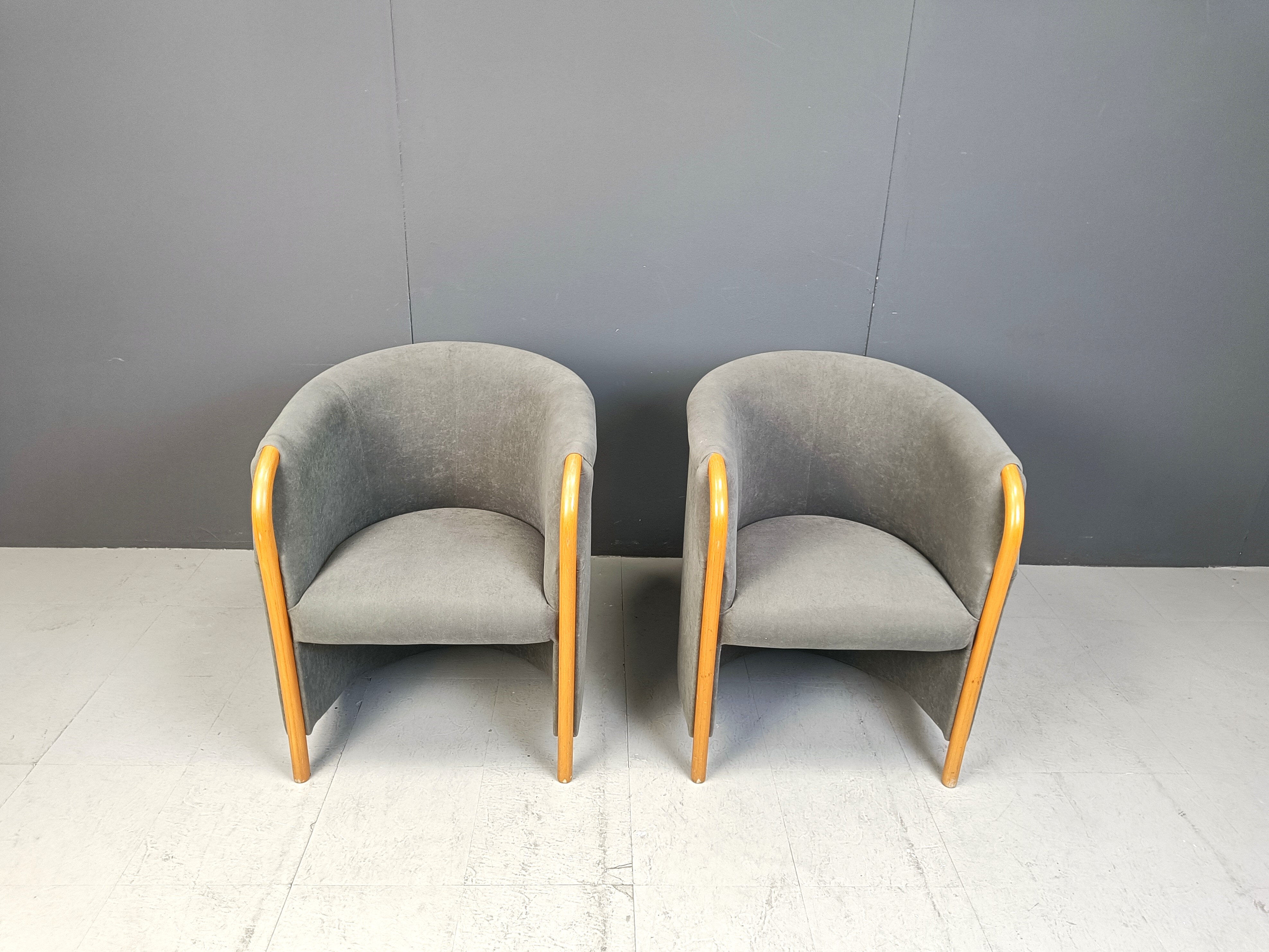 Pair of Italian armchairs, 1980s