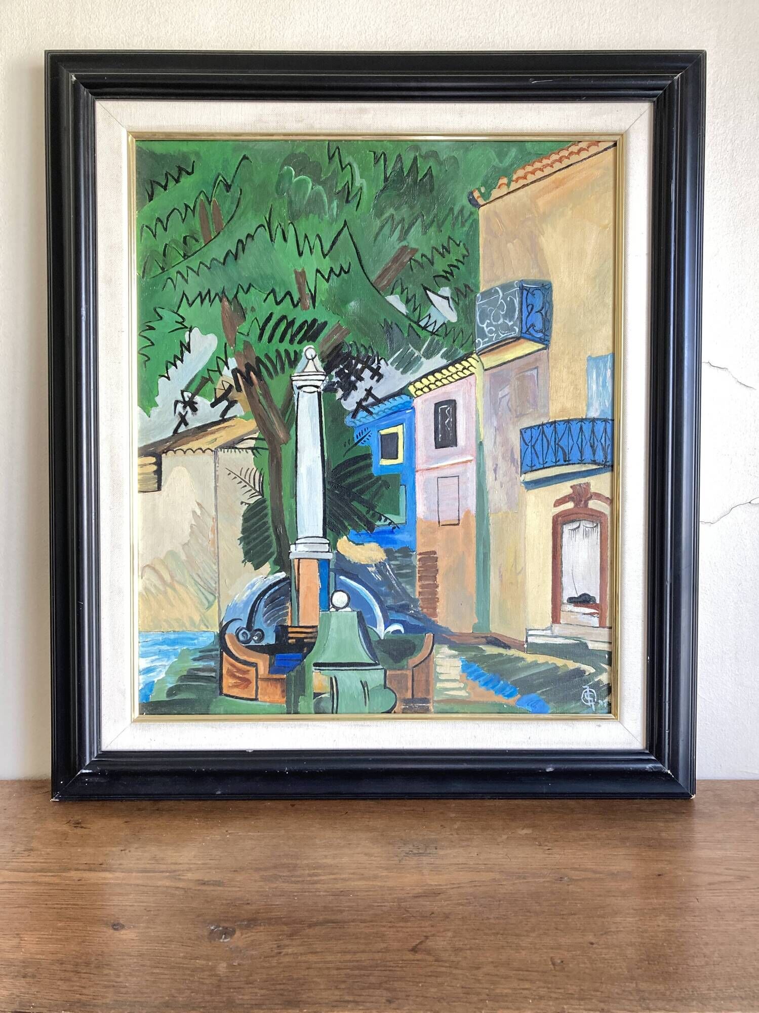 Huile sur toile La fontaine de Vence de Dufy 1921