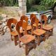 6 Belgian Brutalist Chairs in Solid Oak