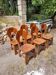6 Belgian Brutalist Chairs in Solid Oak