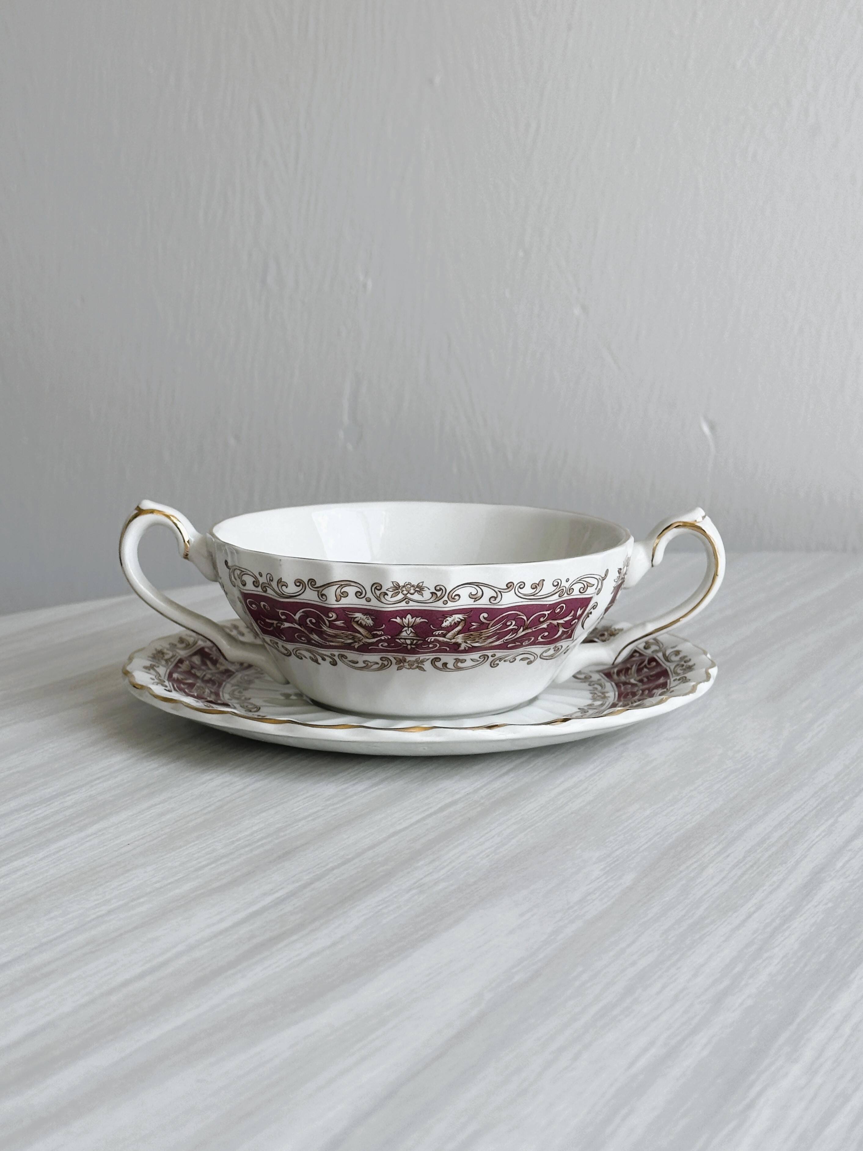 Myott Rialto Ironstone English porcelain two-handled cup.