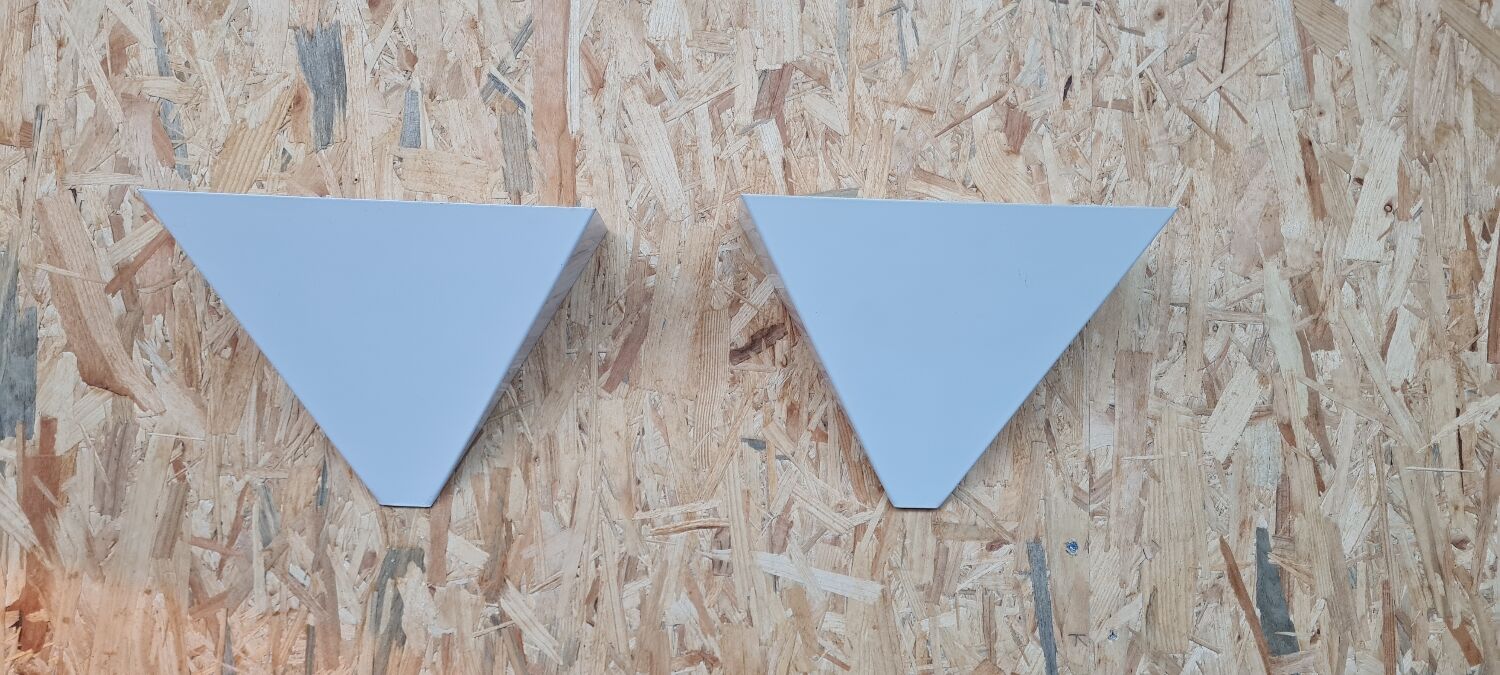 Pair of triangular lacquered metal sconces
