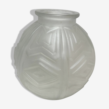 Art Deco ball vase 1930 in molded and pressed frosted glass