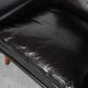 Mid Century Black Leather and Teak Scandinavian Armchair, Denmark, circa 1970