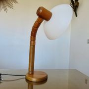 Scandinavian articulated lamp in pine and plastic 1970