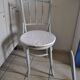 Pair of Lichtig bistro chairs in painted grey beech, pressed seat, circa 1900.