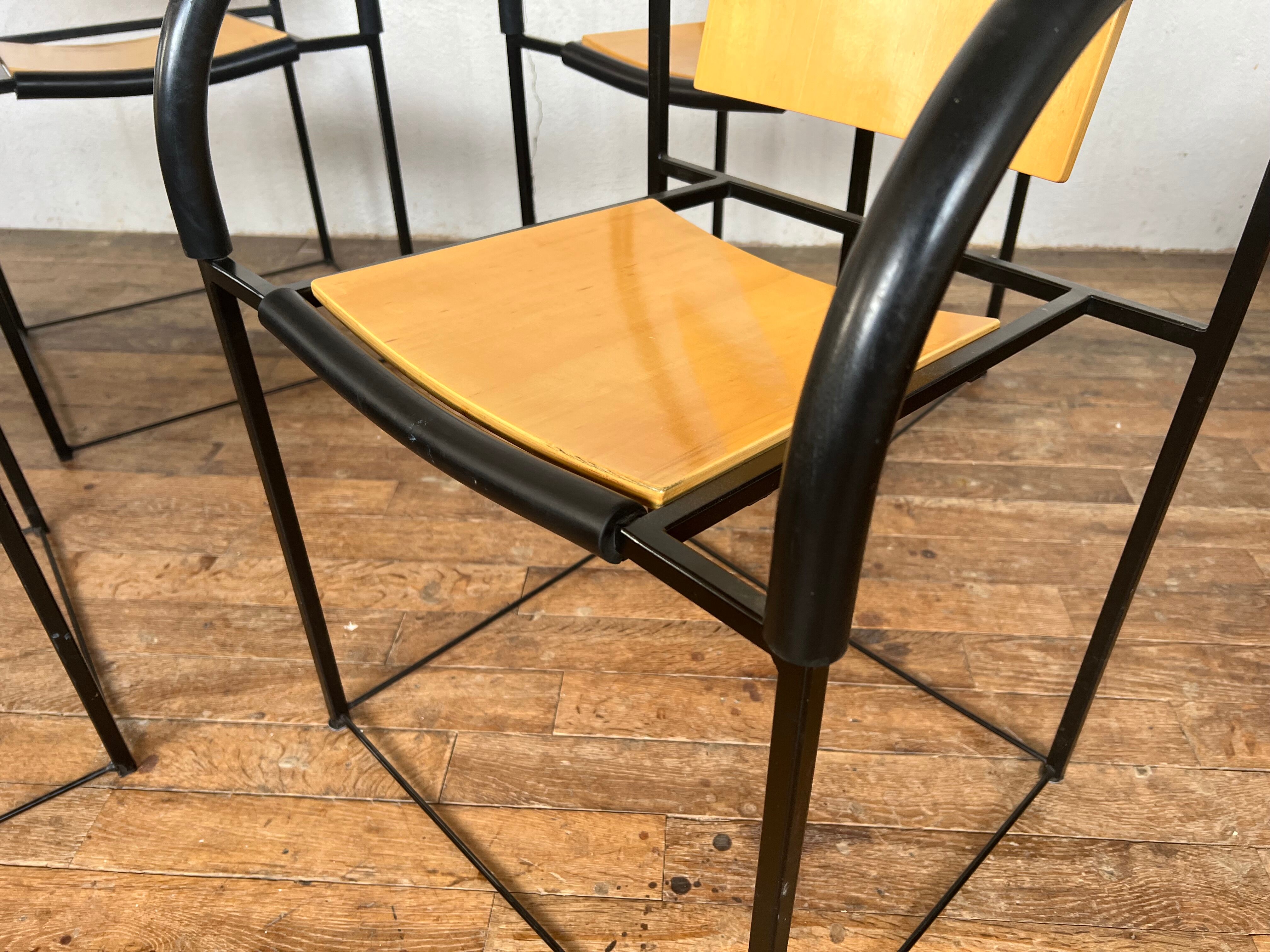 Series of 4 chairs minimalist 1980 design italy