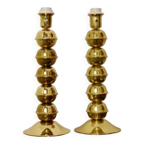 Pair Of Mid-Century Tall Swedish Brass Bobbin Lamps by  Kosta Elammatur, 1960/70's.