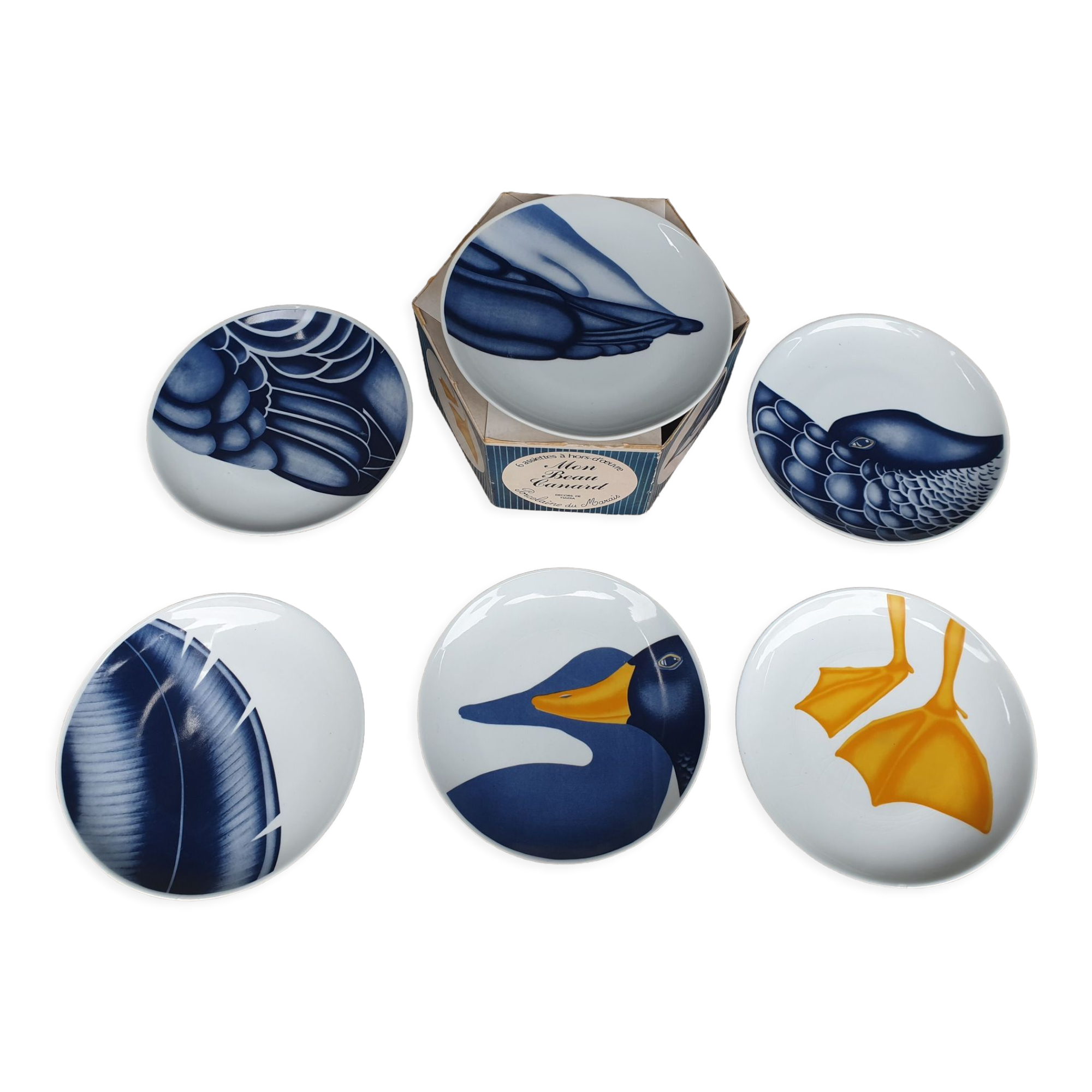 Service 6 plates porcelain ducks