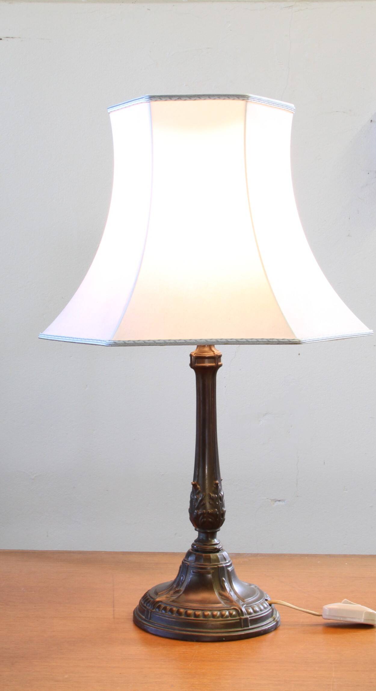 Vintage 1920s Danish table lamp in the style of Just Andersen Diskometal design