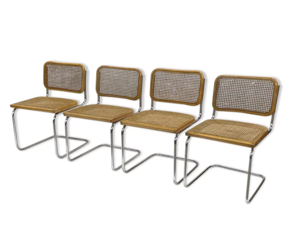 Set of 4 chairs model Cesca B32 designed by Marcel Breuer design