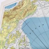 North Pole Arctic Ocean Greenland Iceland vintage map from 1950
