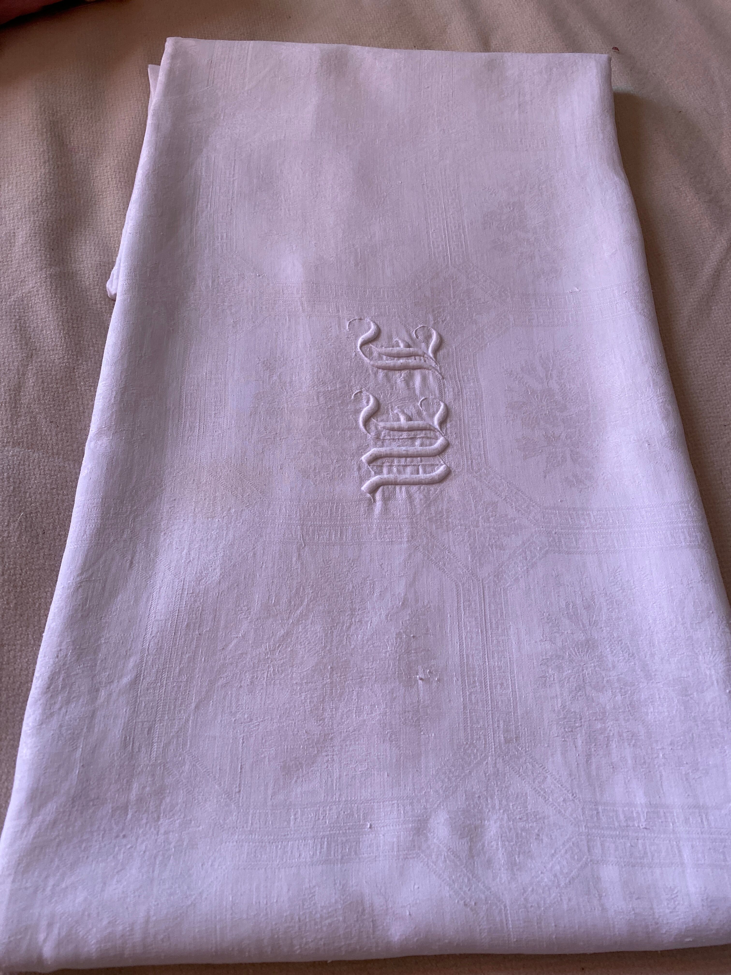 JM monoogram reception tablecloth