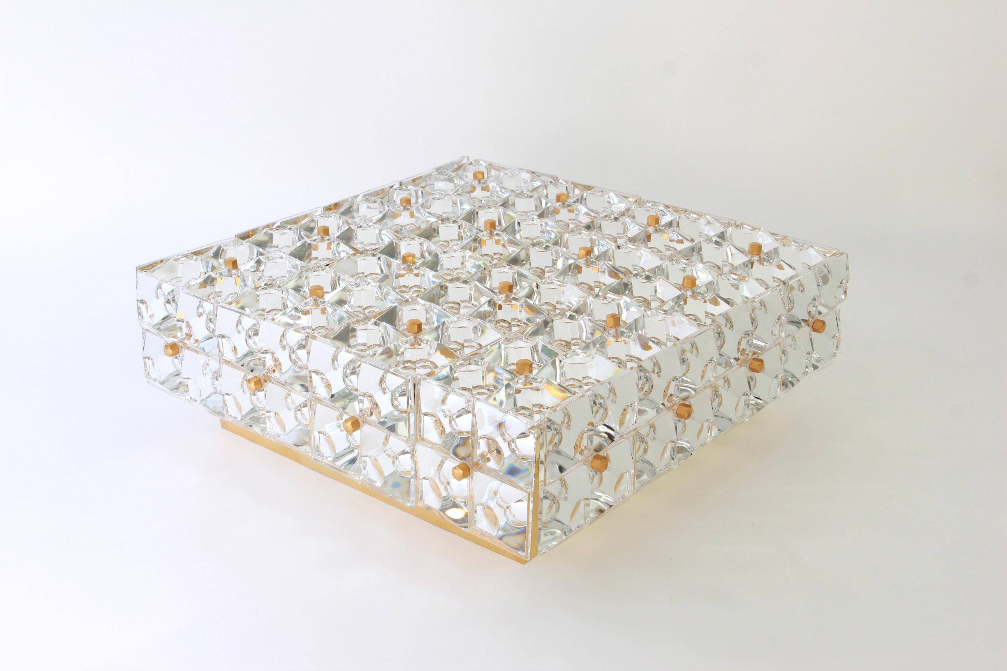 Large faceted crystal ceiling light by Kinkeldey, Germany, 1970s.