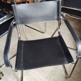 Set 5 chaises cantilever cuir/chrome
