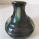 Ceramic pitcher Thulin Belgium flamed green black enamel