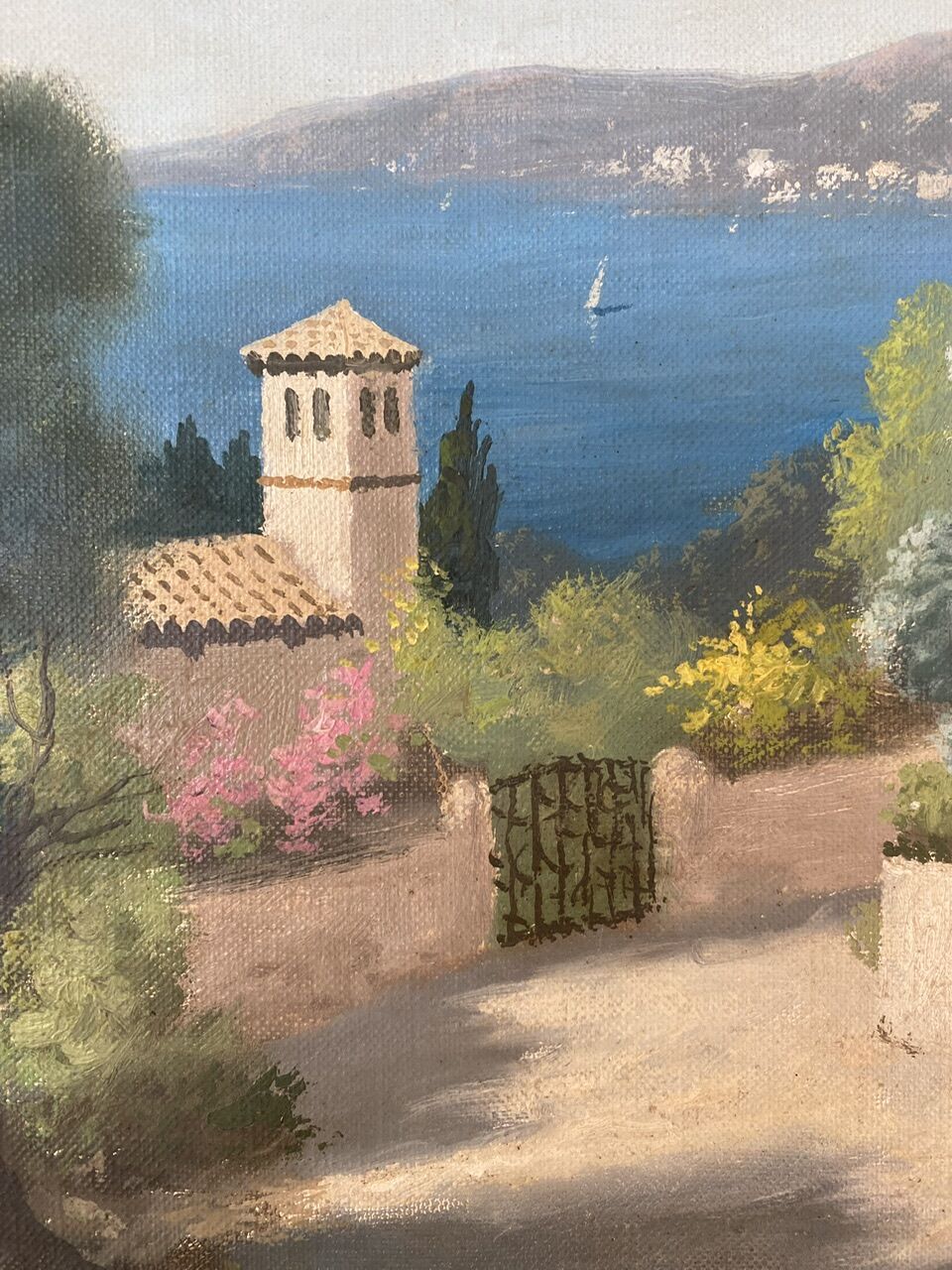 Tableau ancien, paysage provençal, signé, XXe siècle
