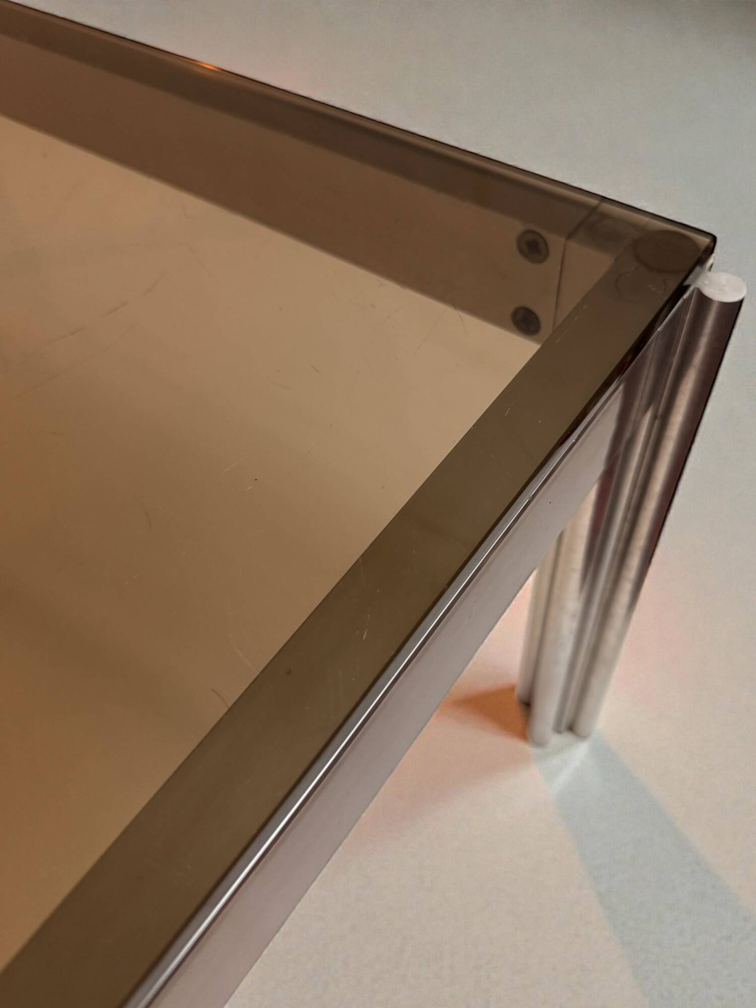 Aluminium coffee table with smoked glass by Georges Ciancimino, 1970.