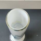 Tubular vase in white opaline, polychrome smoke volutes. Snowflake/Dalian Co. Ltd. High 29 cm
