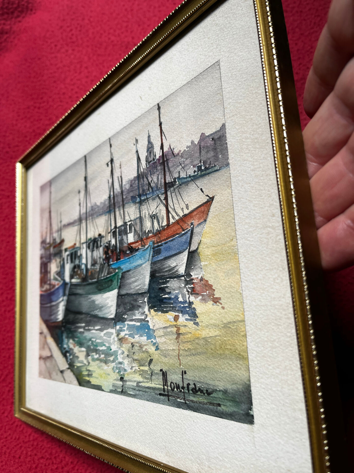 Watercolour Le Croisic port with boats
